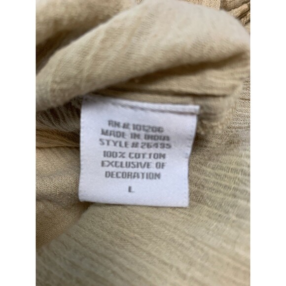 Soft Surroundings Tunic Womens L Tan Swimsuit Cover Gauzy Beaded Lagenlook - Picture 5 of 9